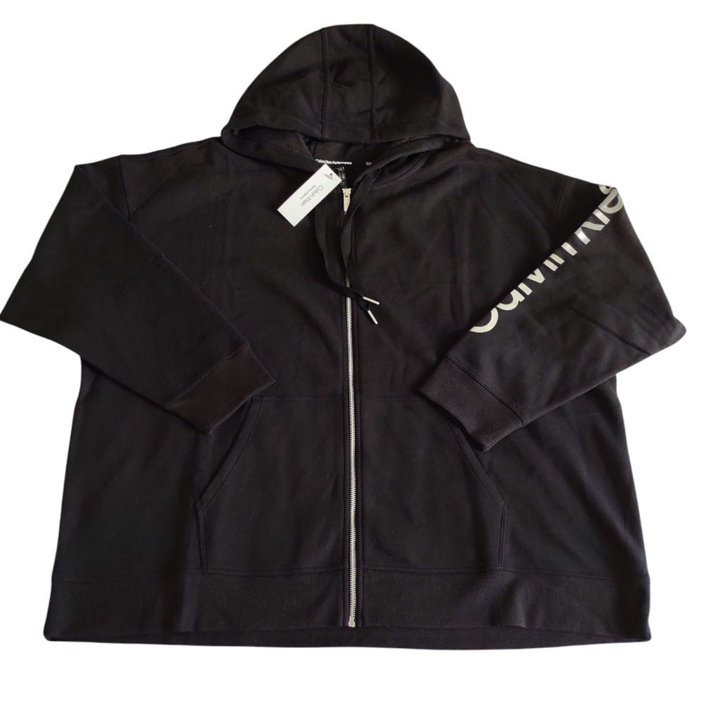 NWT Calvin Klein Performance 3X Black Hoodie Silver Spellout